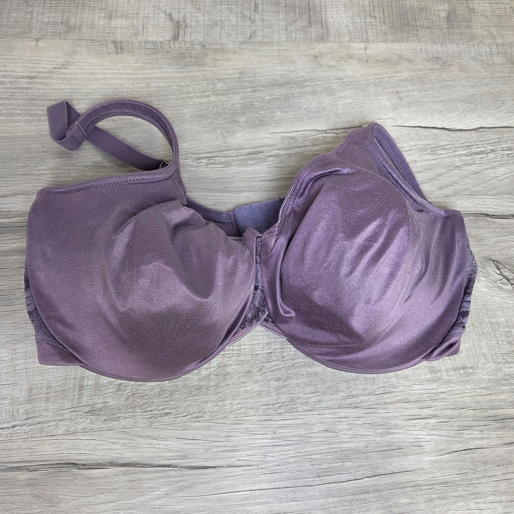 Lilyette by Maidenform 40D Purple Underwire Full Coverage Lace Trim Bra 0401